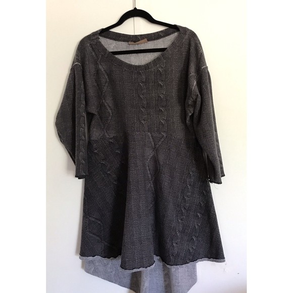 house of Vansickle large women's 3/4 sleeve boho hippie gray top - Picture 2 of 7